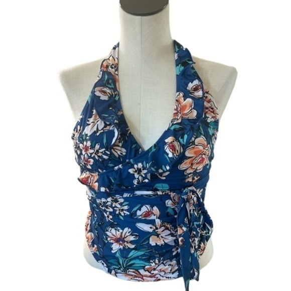 Modcloth One Piece swimsuit blue orange floral tropical floral New Sz S - Picture 1 of 8